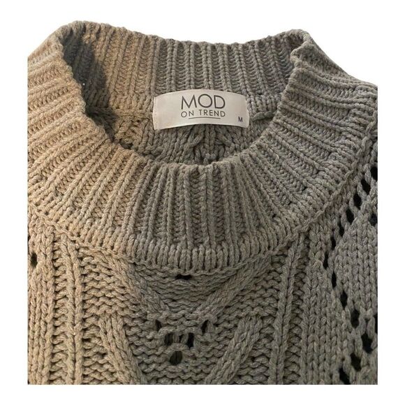 Mod On Trend Sweater Womens Medium Gray Long Sleeve Cropped Crewneck - Picture 4 of 11
